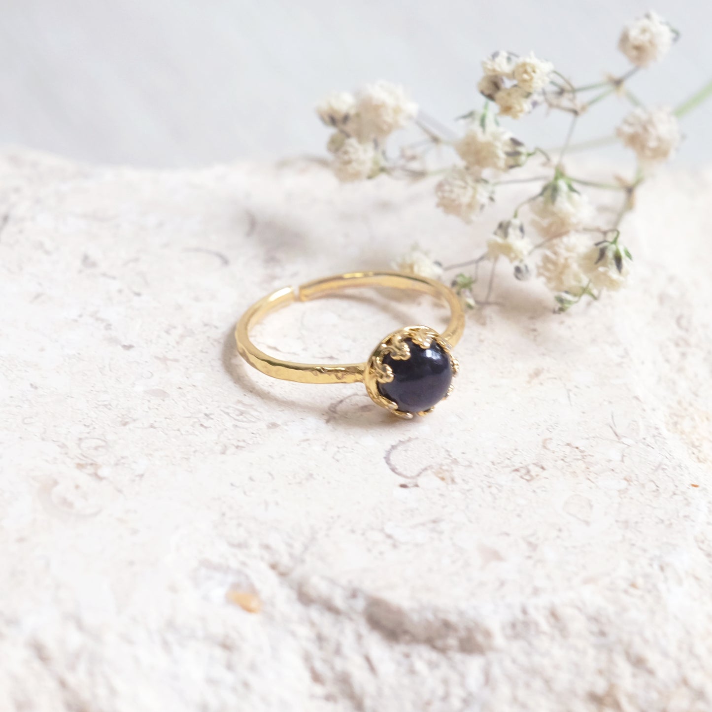 Planètes - jonc en argent sterling plaqué or 24K, onyx