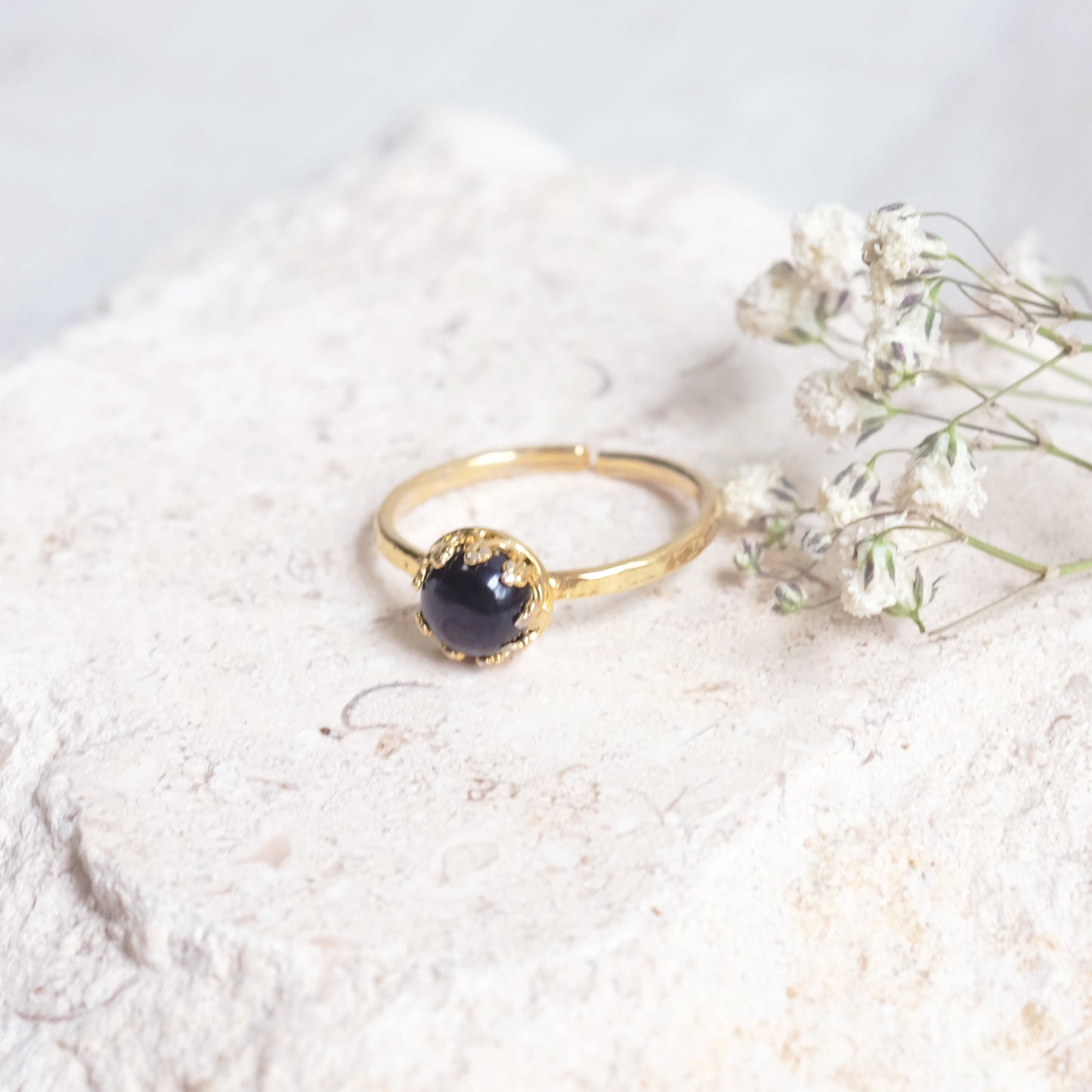 Planètes - jonc en argent sterling plaqué or 24K, onyx