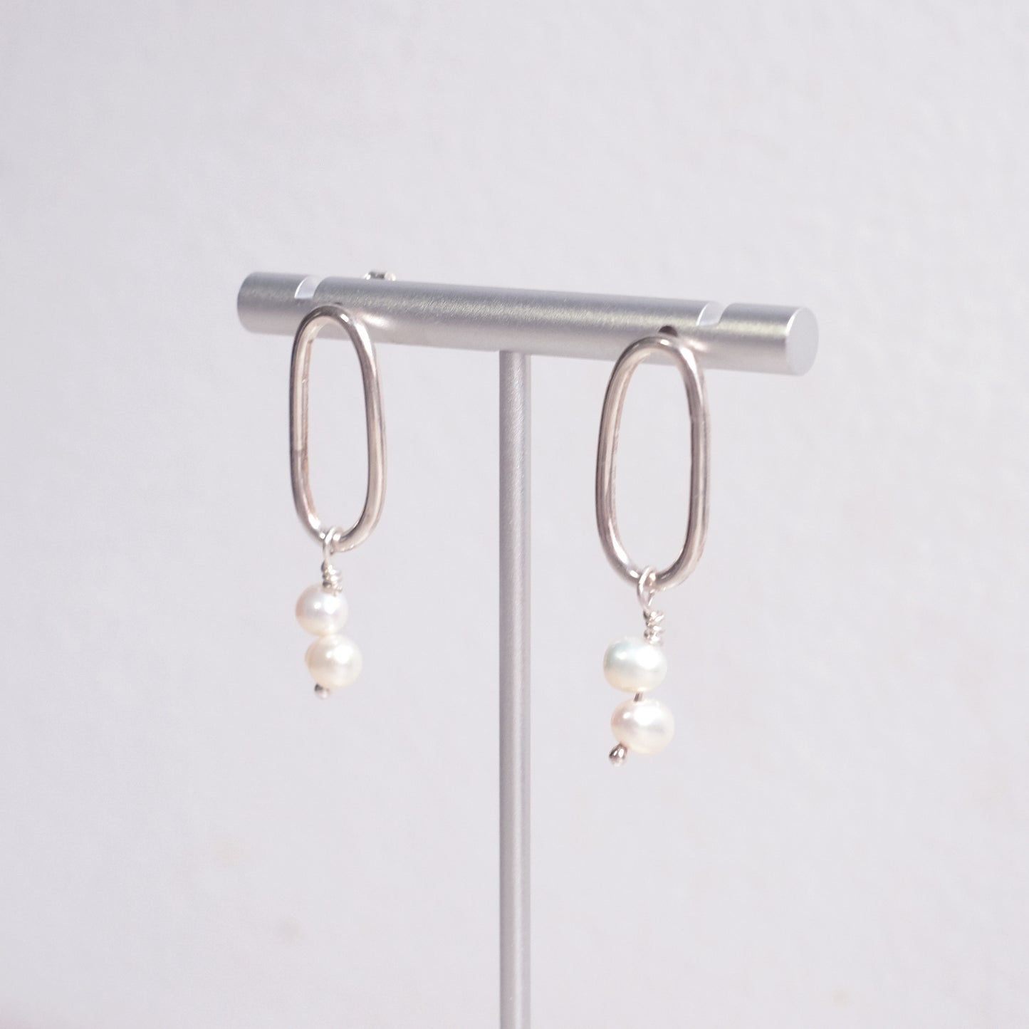 Creamy White Oval Pearl Earrings – Sterling Silver