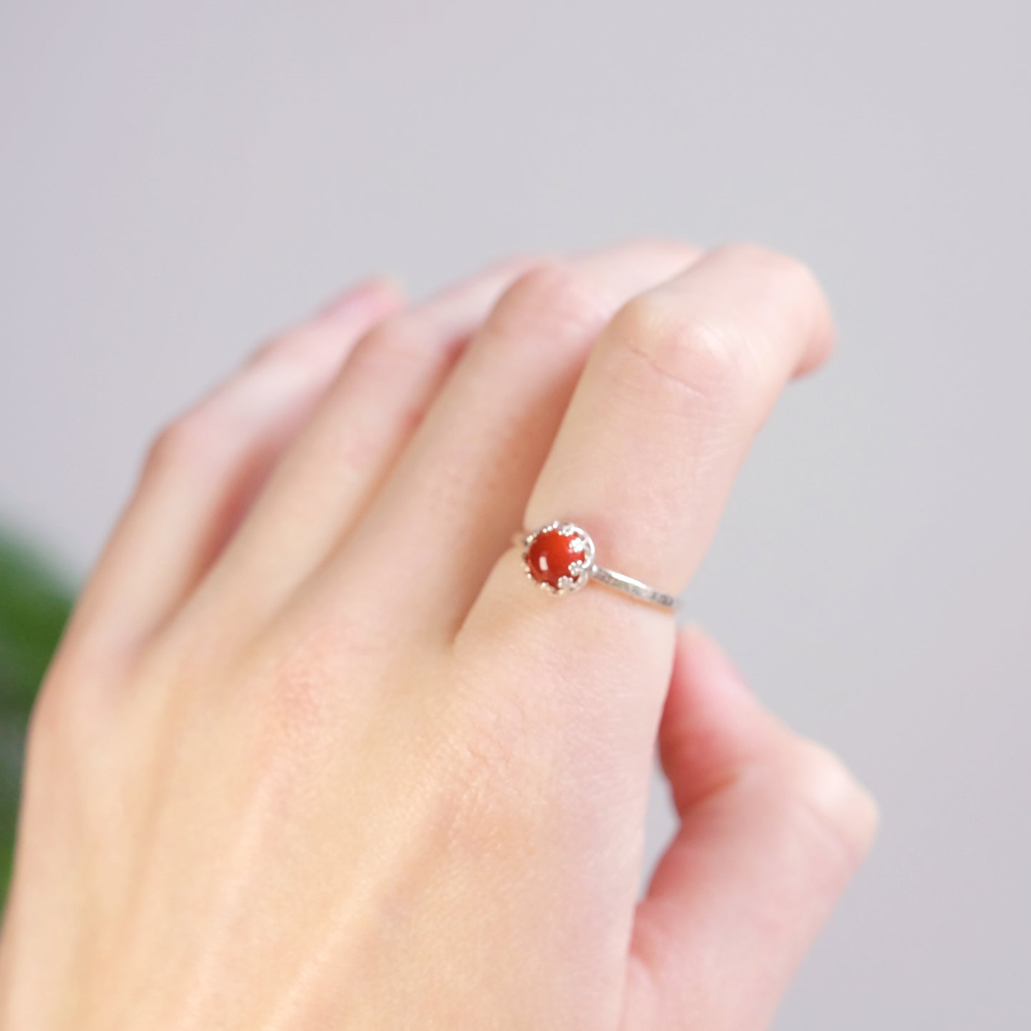 Planets – Sterling Silver Ring with Carnelian