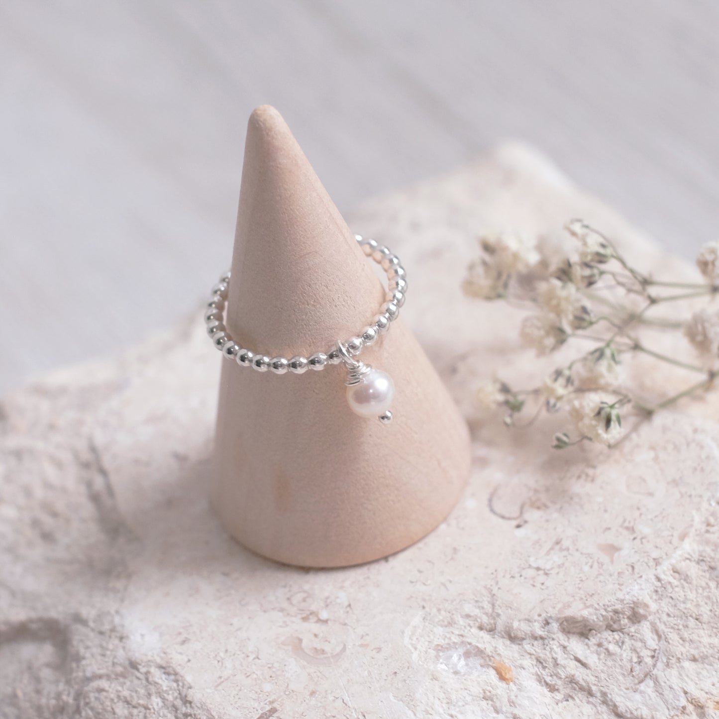 Pearled Sterling Silver Ring – Creamy White