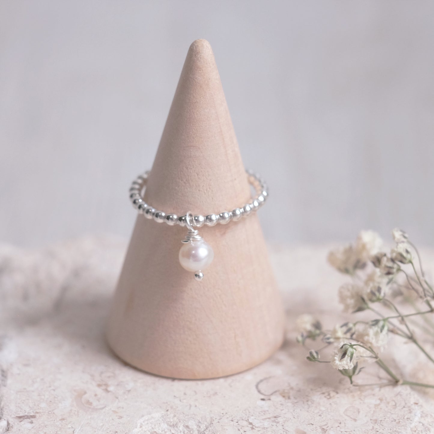 Pearled Sterling Silver Ring – Creamy White