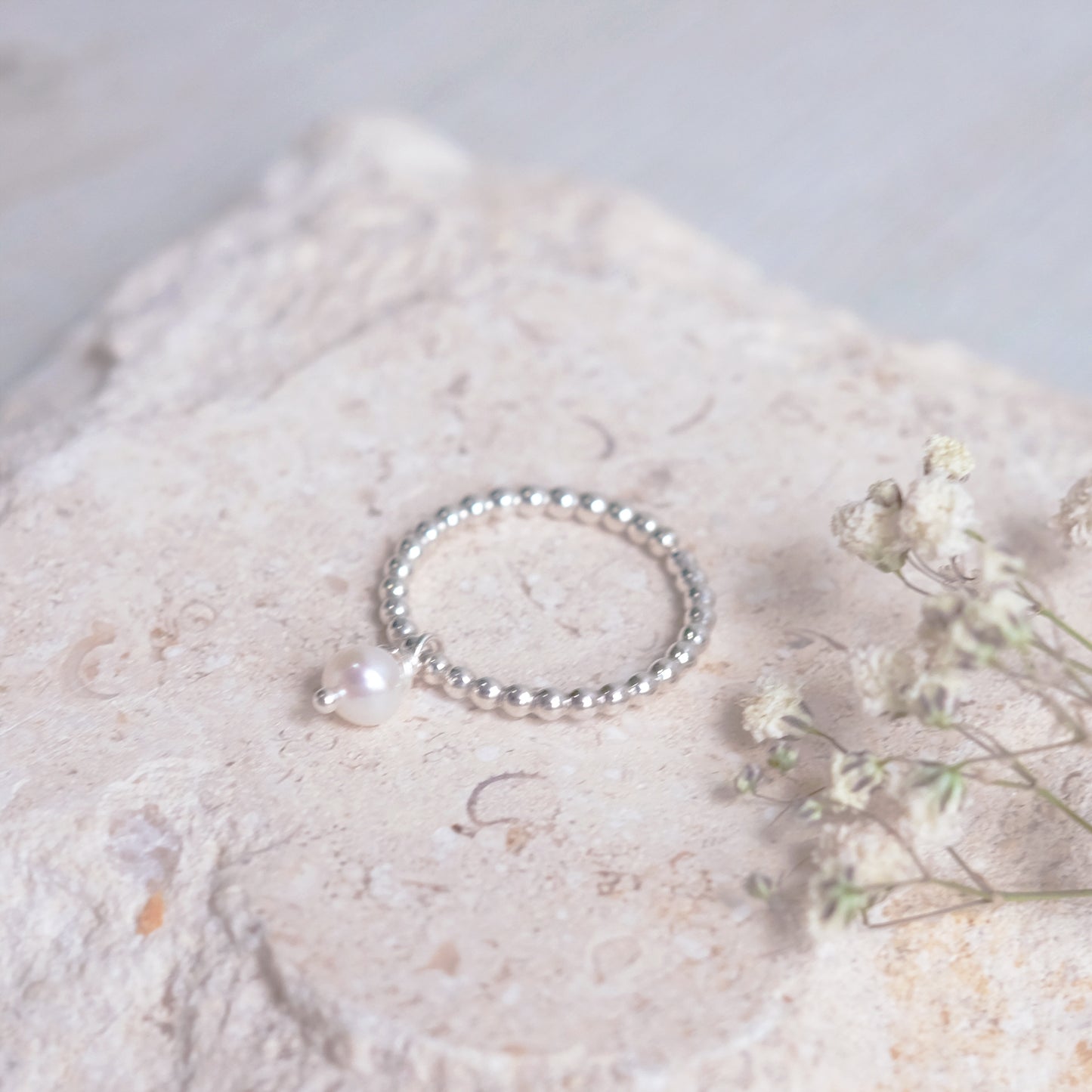 Pearled Sterling Silver Ring – Creamy White