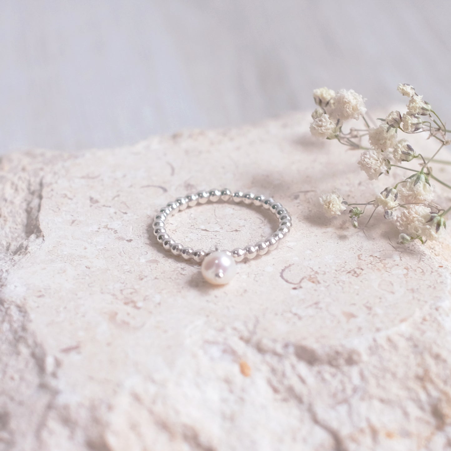 Pearled Sterling Silver Ring – Creamy White