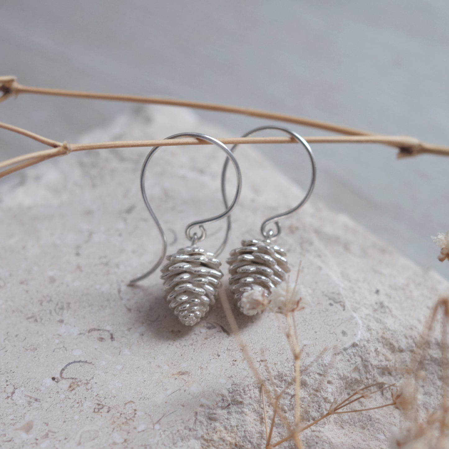 Cocotte – Sterling Silver Pinecone Earrings