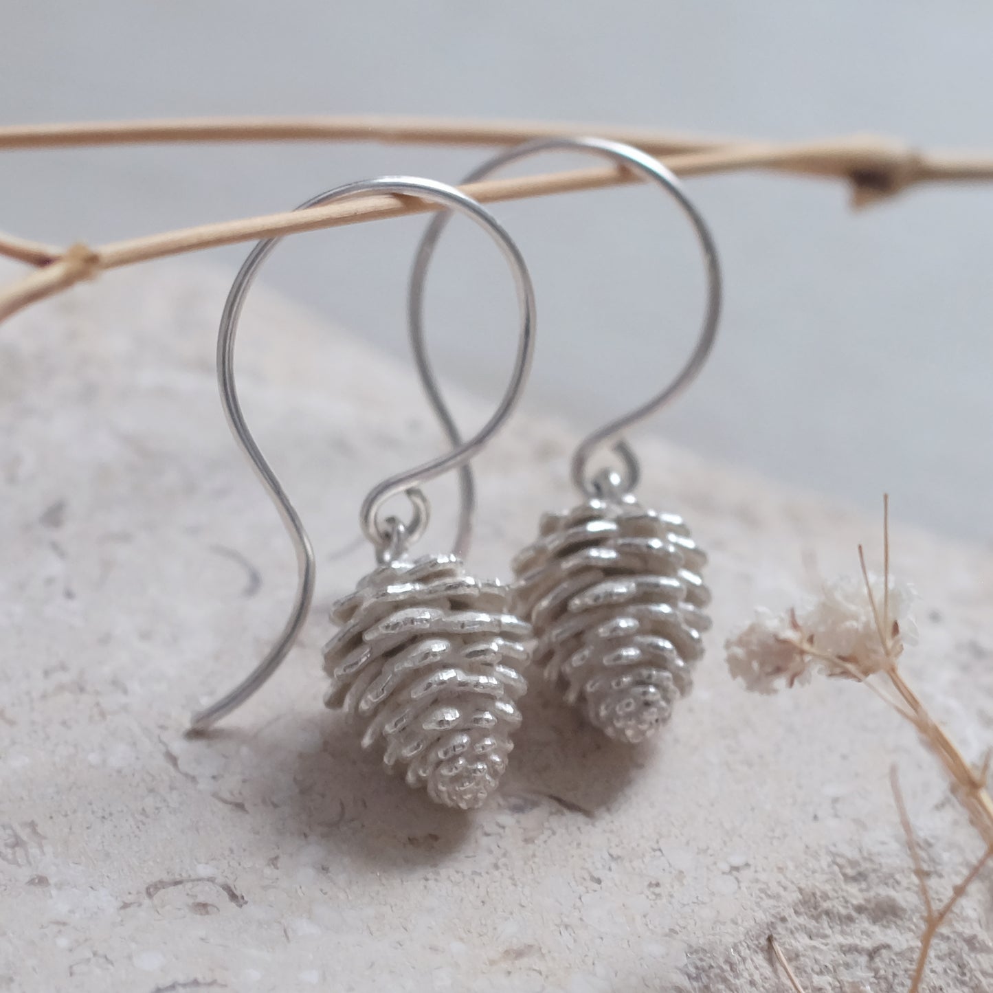 Cocotte – Sterling Silver Pinecone Earrings
