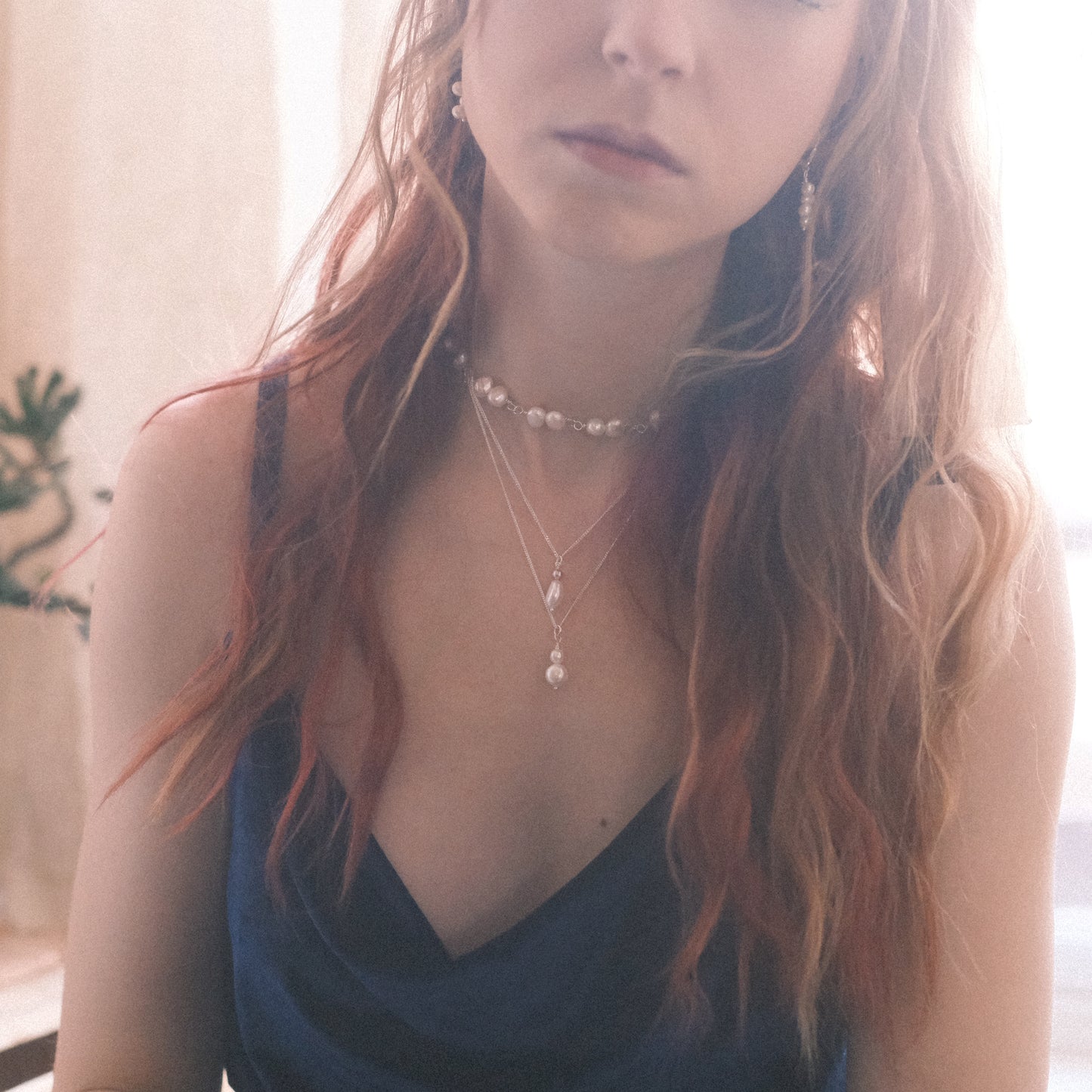 Collier ras de cou en argent sterling avec perles