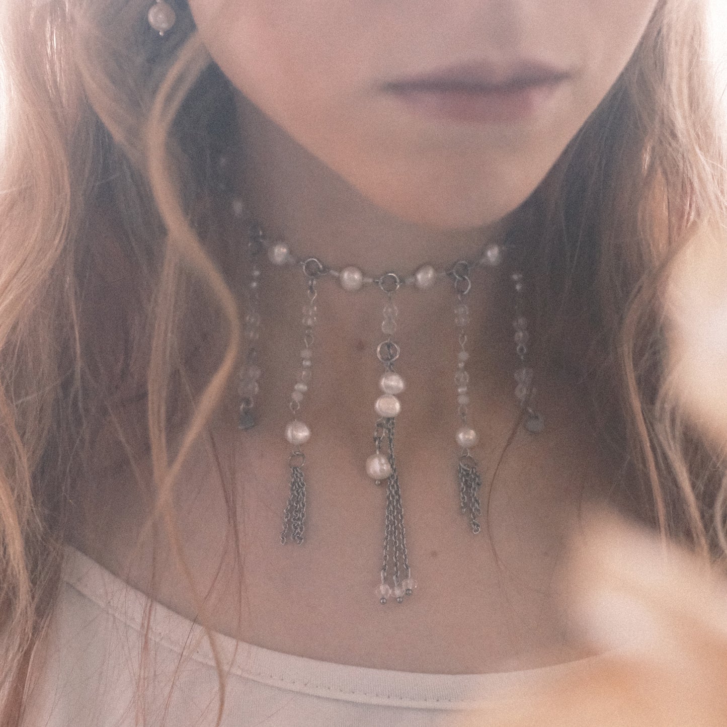 Pearl Cascade Choker – Stainless Steel