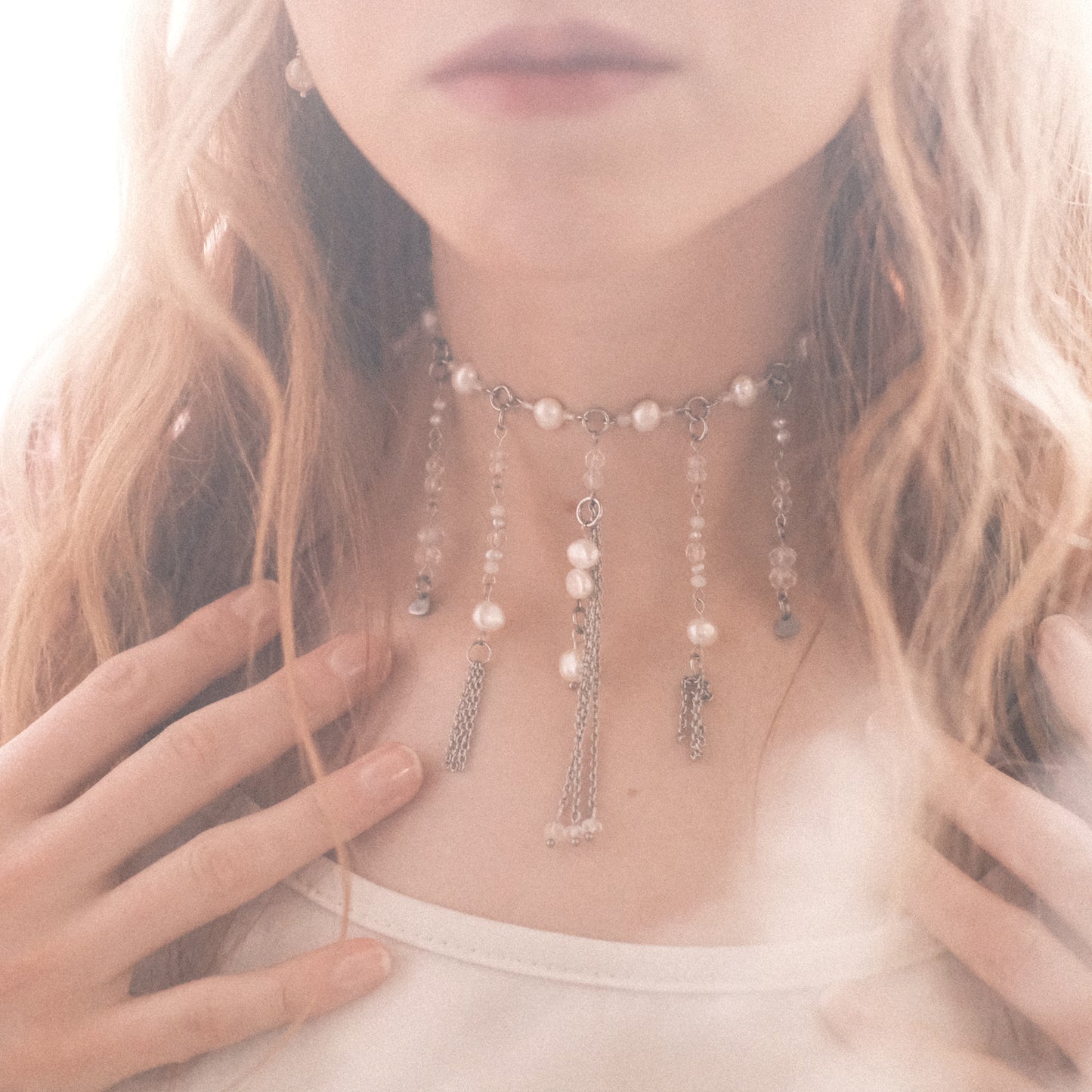 Pearl Cascade Choker – Stainless Steel
