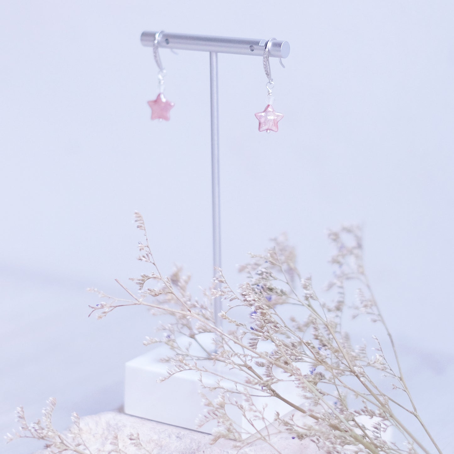 Pink Starry Pearl Earrings – Sterling Silver