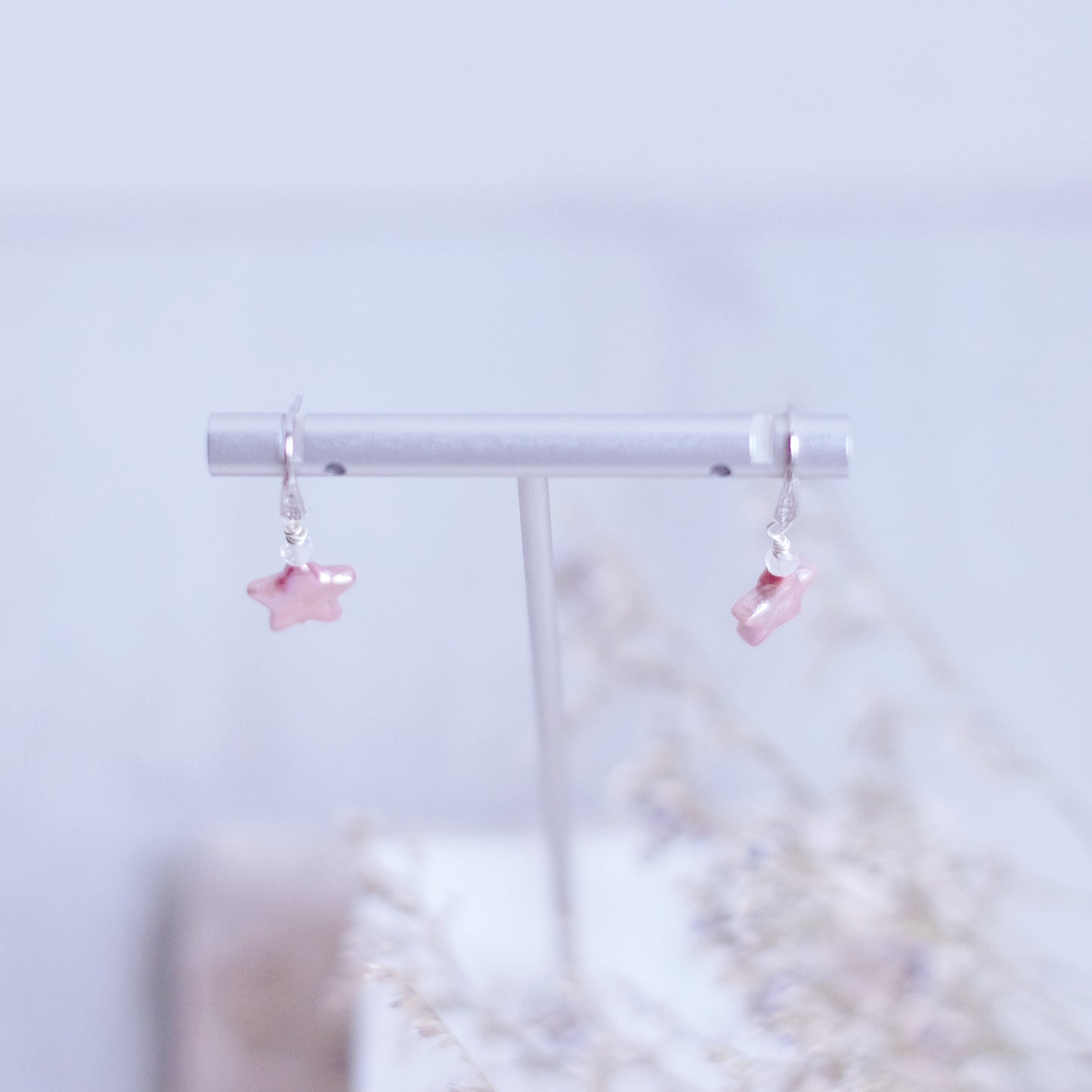 Pink Starry Pearl Earrings – Sterling Silver