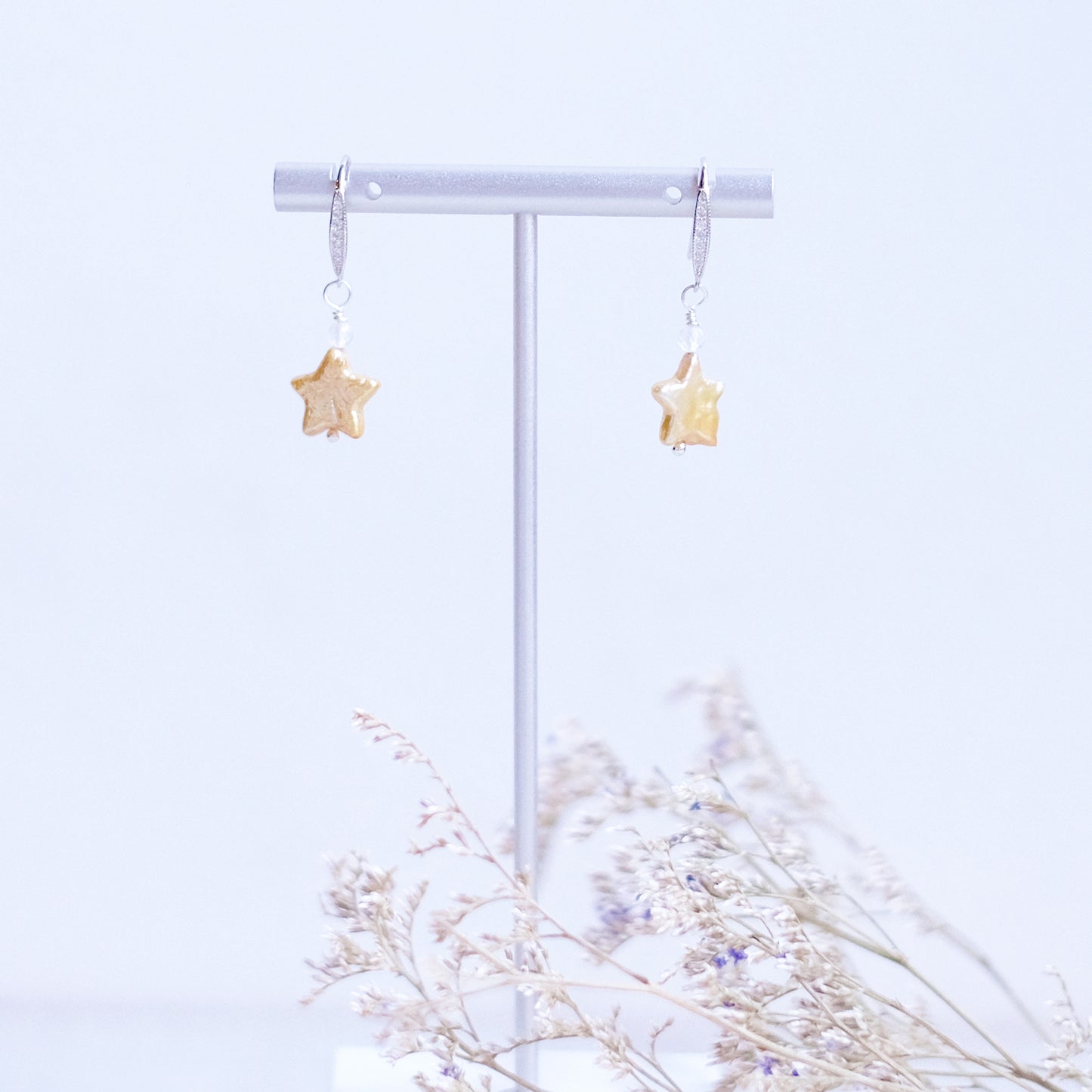 Yellow Starry Pearl Earrings – Sterling Silver