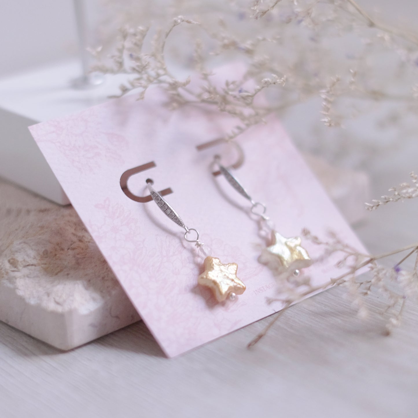 Yellow Starry Pearl Earrings – Sterling Silver