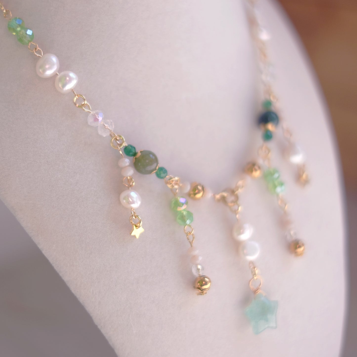 Green Aventurine Star Necklace Set – Stainless Steel