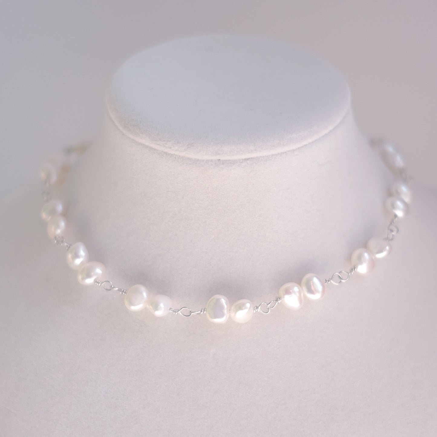 Collier ras de cou en argent sterling avec perles