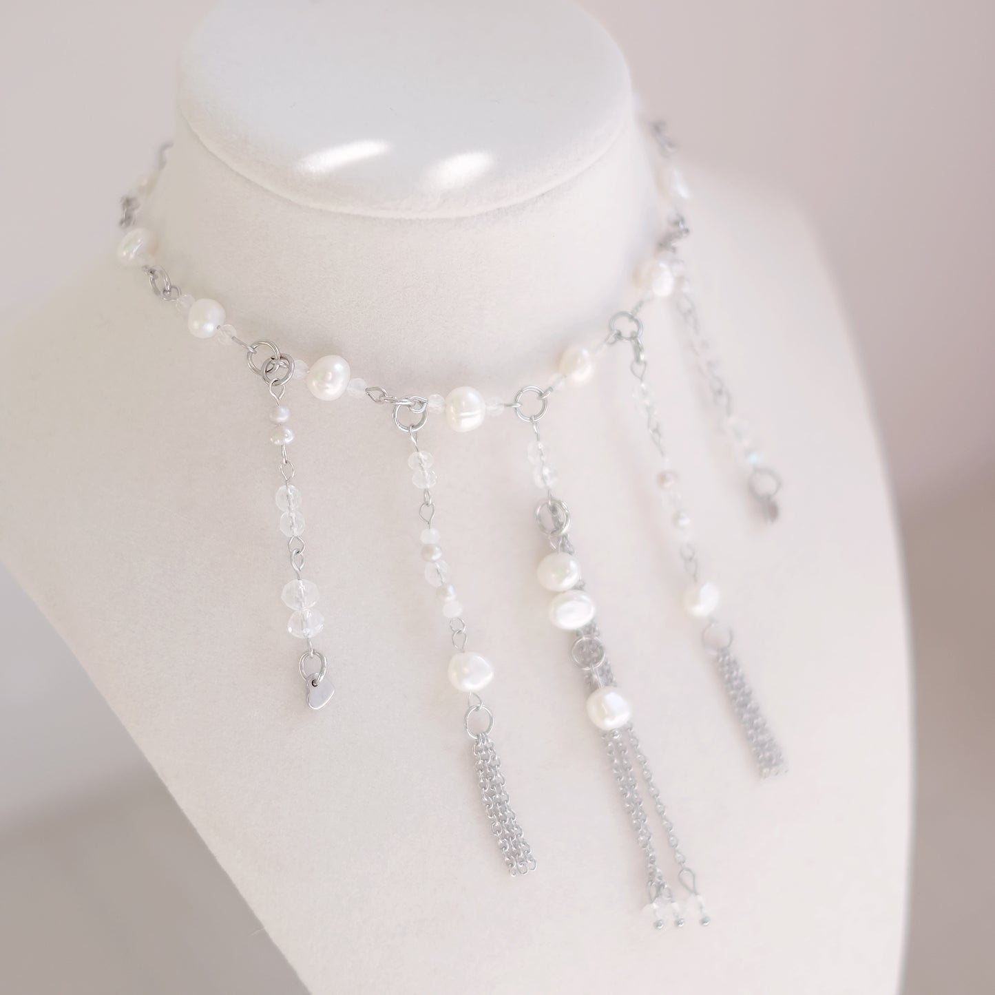 Pearl Cascade Choker – Stainless Steel