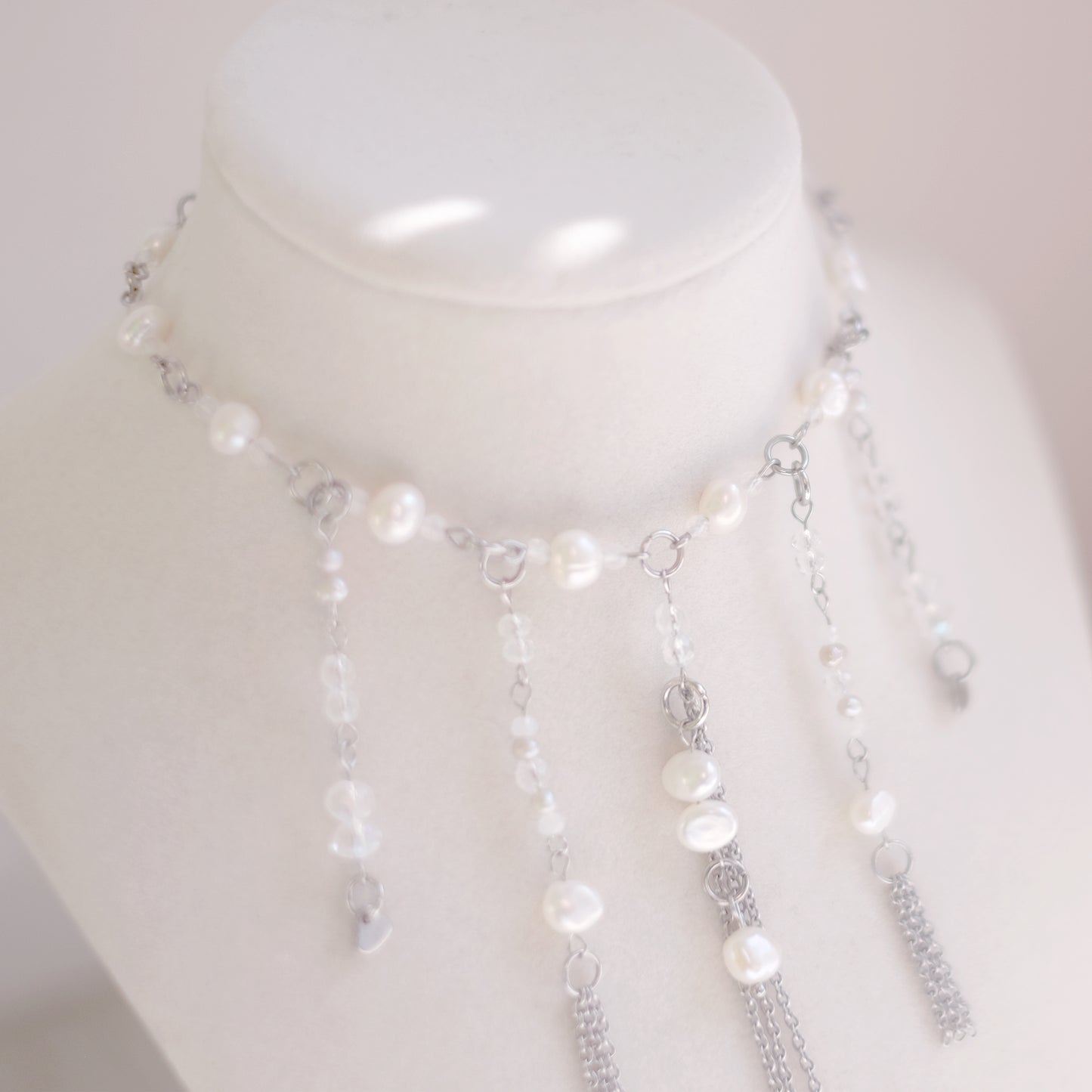 Pearl Cascade Choker – Stainless Steel