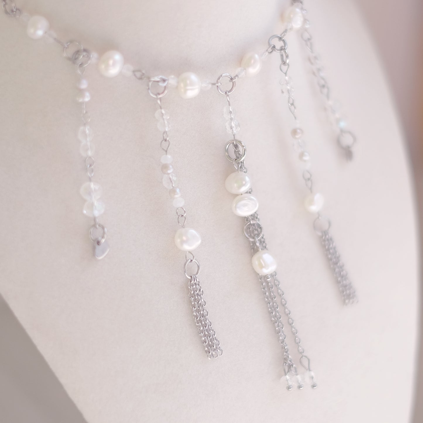 Pearl Cascade Choker – Stainless Steel