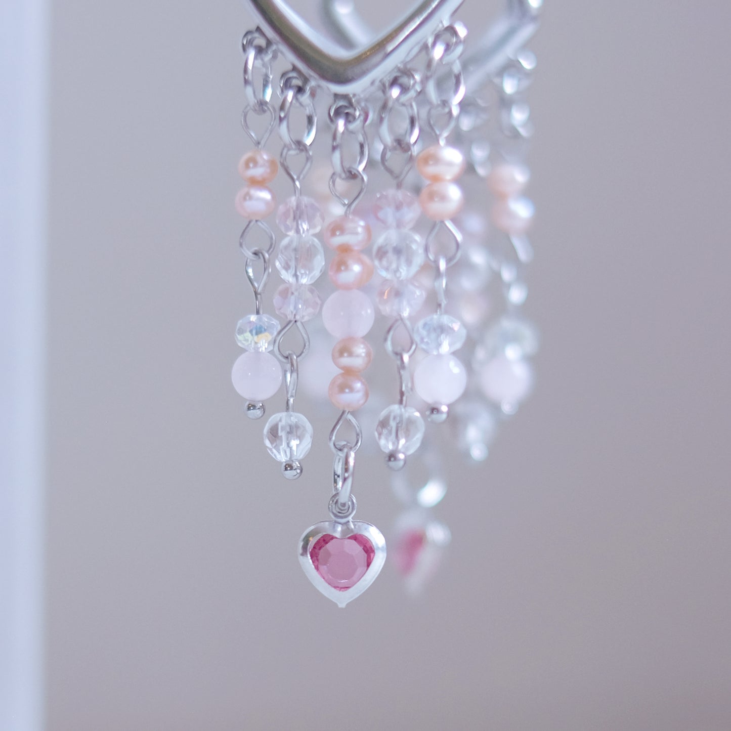 Chevron Heart Earrings – Silver Stainless Steel