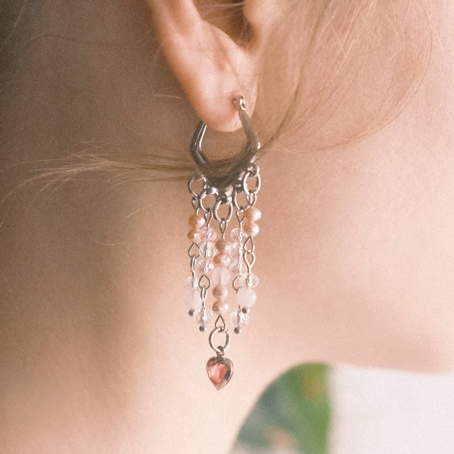 Chevron Heart Earrings – Silver Stainless Steel
