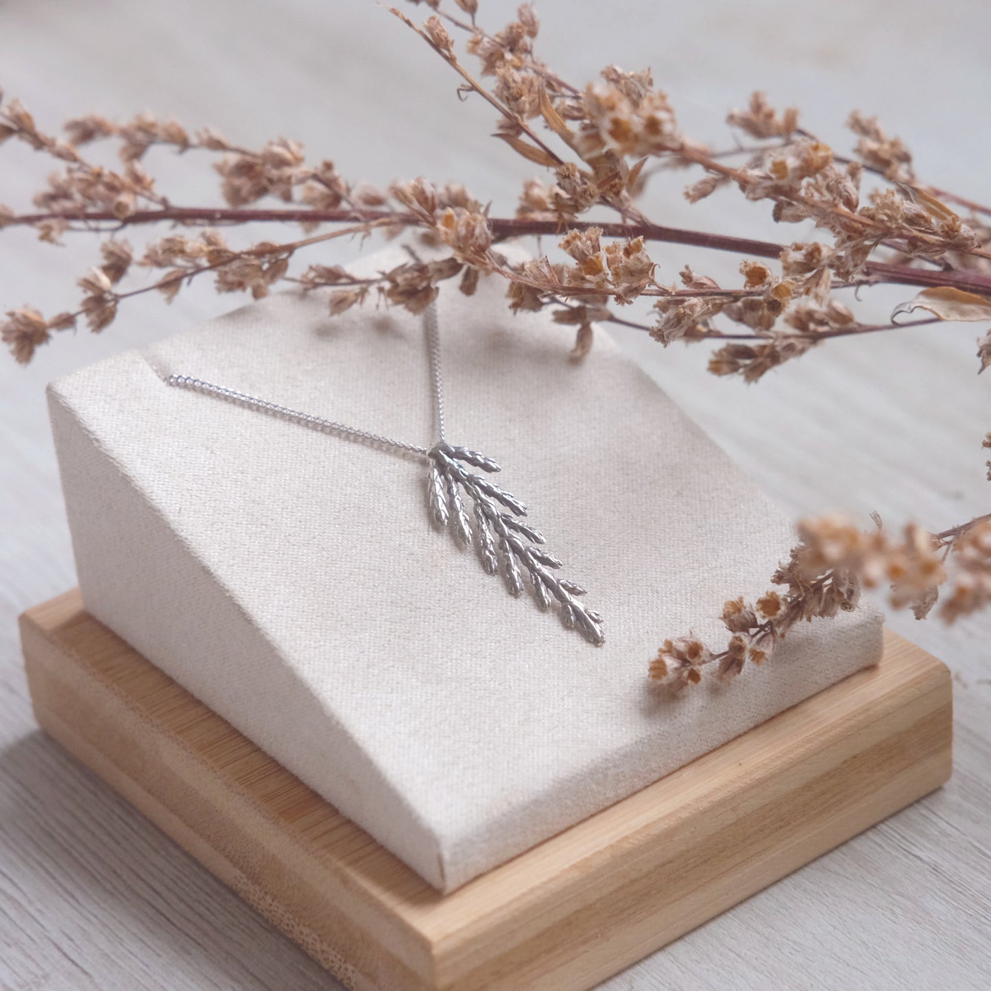 Small Cedar Branch Necklace – Sterling Silver