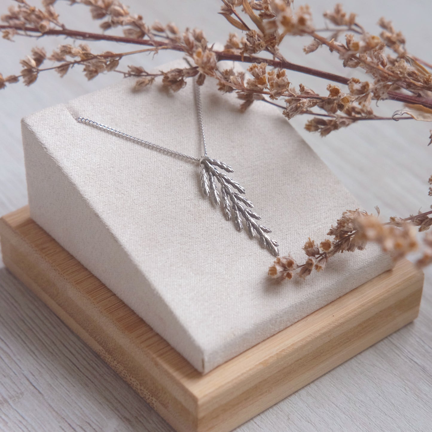 Small Cedar Branch Necklace – Sterling Silver