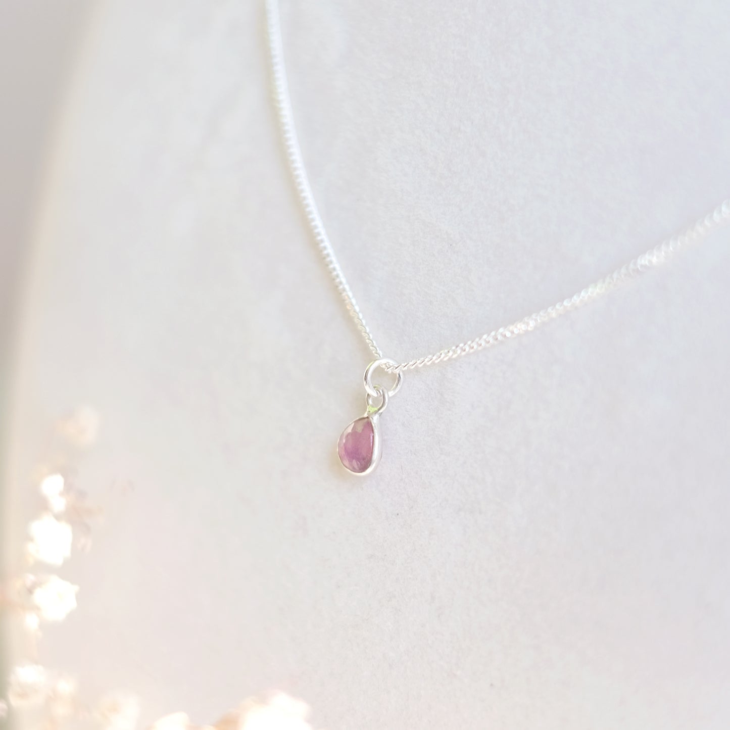 Sterling Silver Necklace with Set Tourmaline