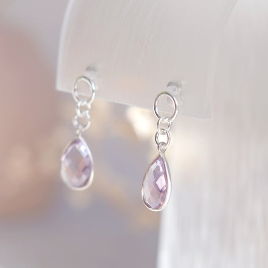 Boucles d'oreilles goutte d'améthyste en argent