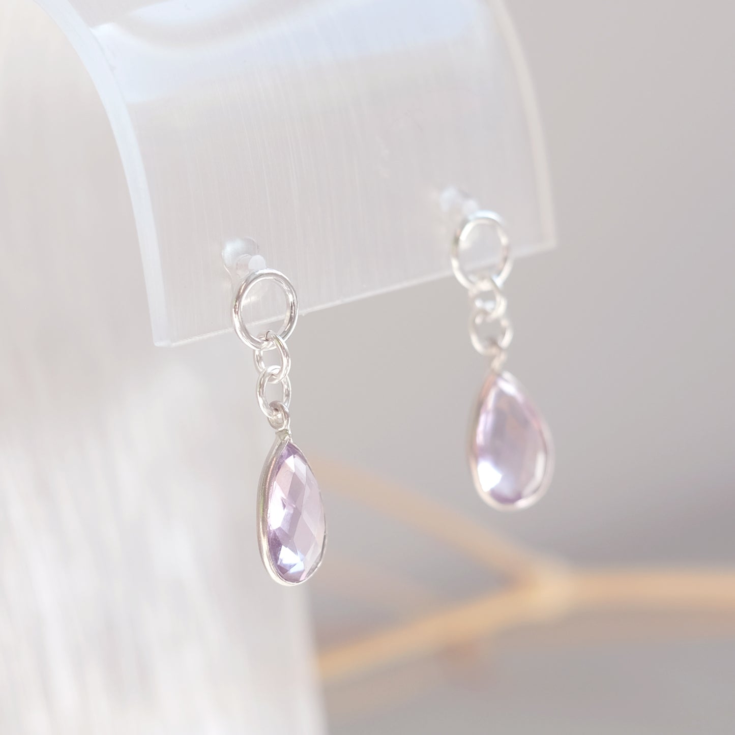 Boucles d'oreilles goutte d'améthyste en argent
