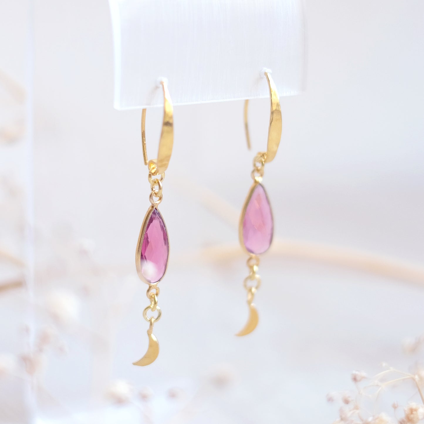 Rose Gold Moon Earrings – 24K Vermeil