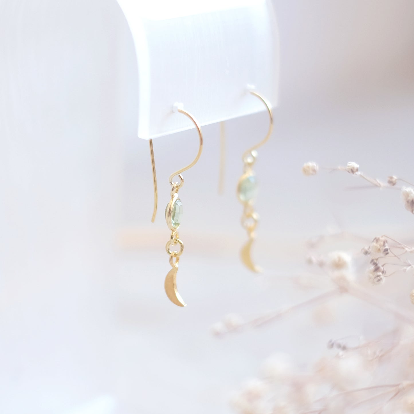 Green Moon Earrings – 24K Gold Vermeil