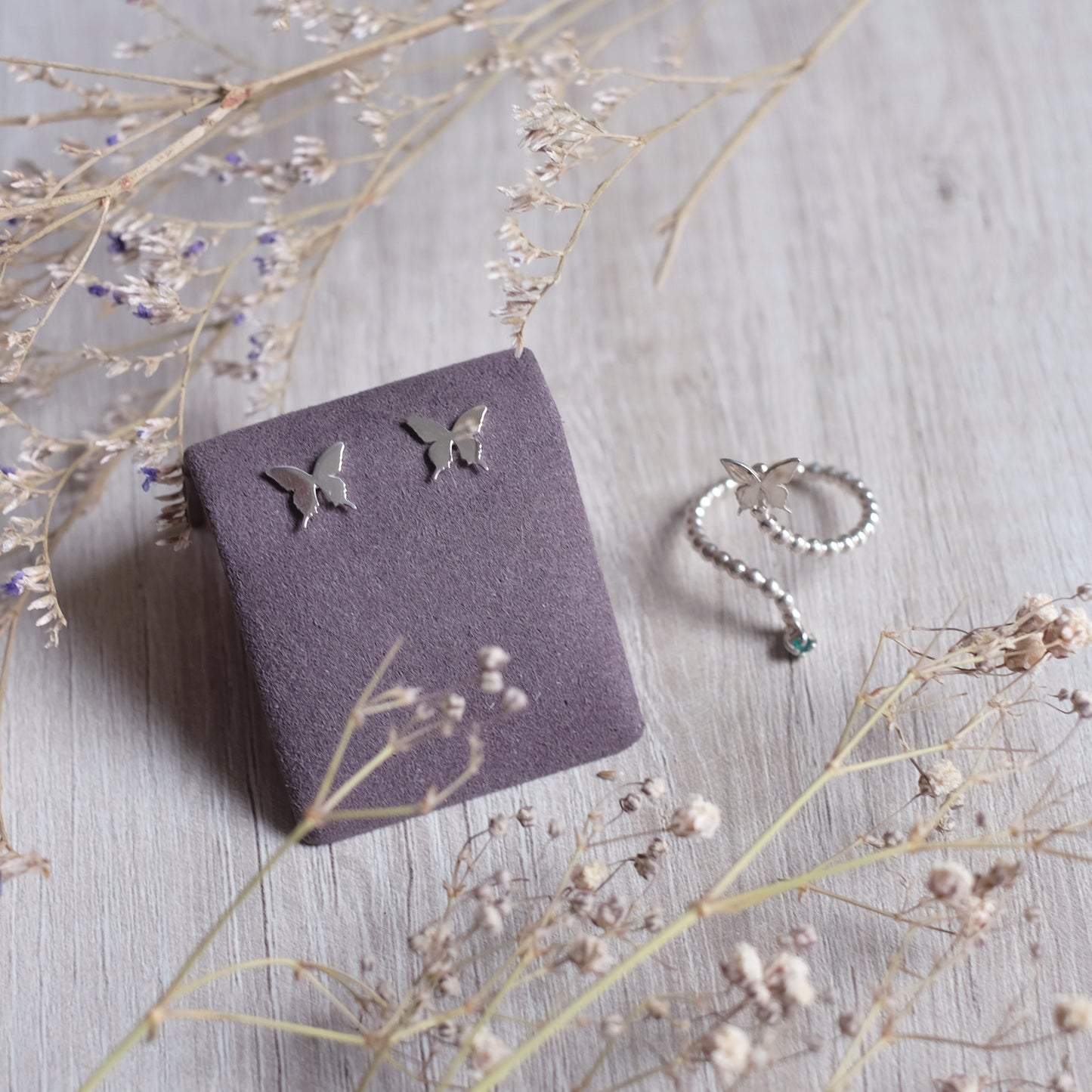 Tiny Butterfly Studs – Sterling Silver