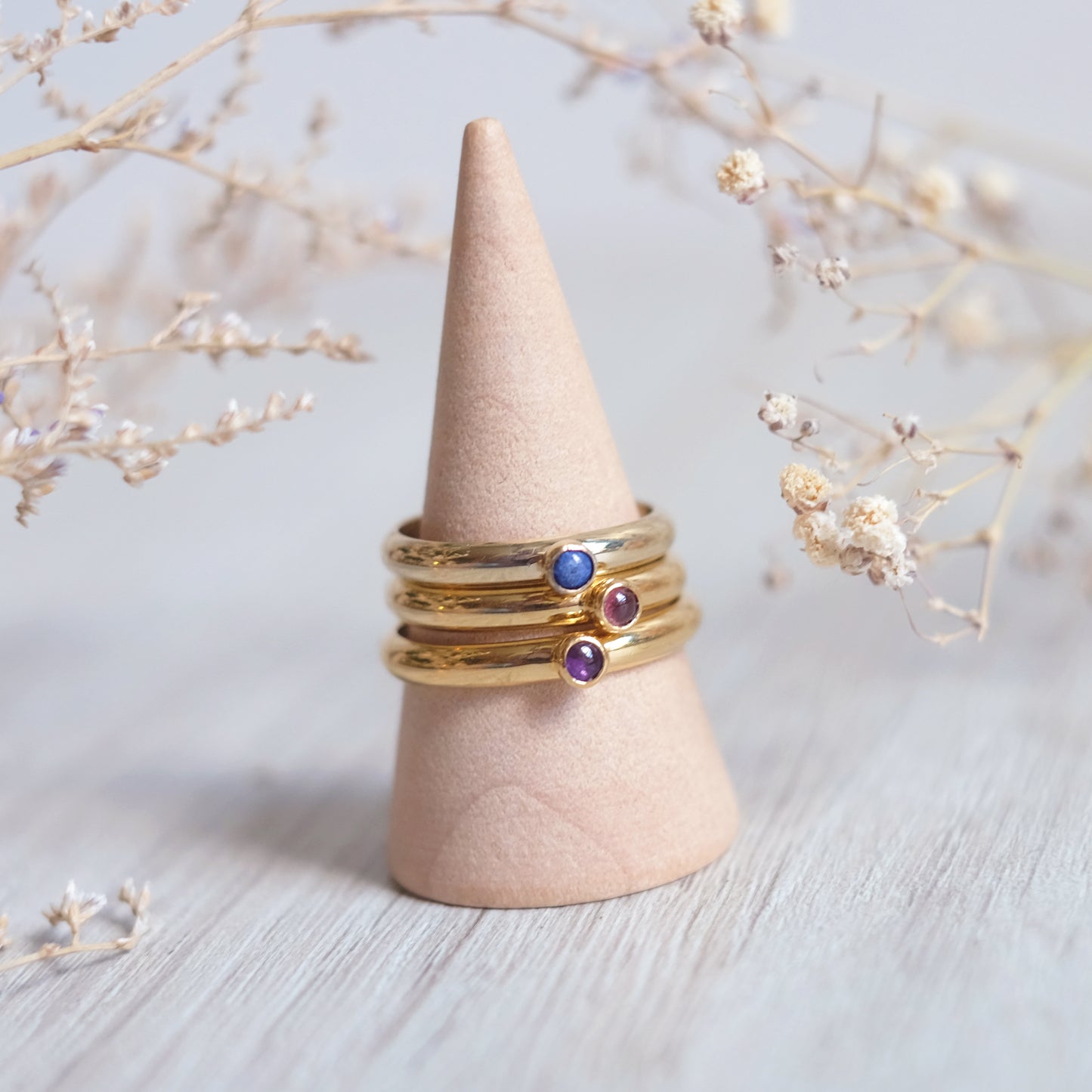 Bague empilable en Améthyst et or vermeil 14K taille 8.75
