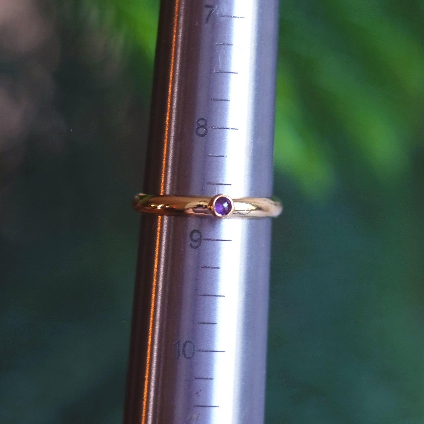 Bague empilable en Améthyst et or vermeil 14K taille 8.75