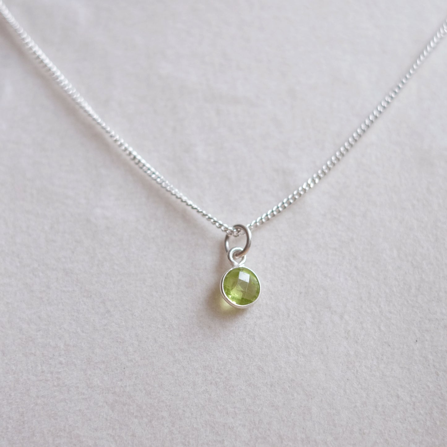 Tiny Peridot Necklace – Sterling Silver