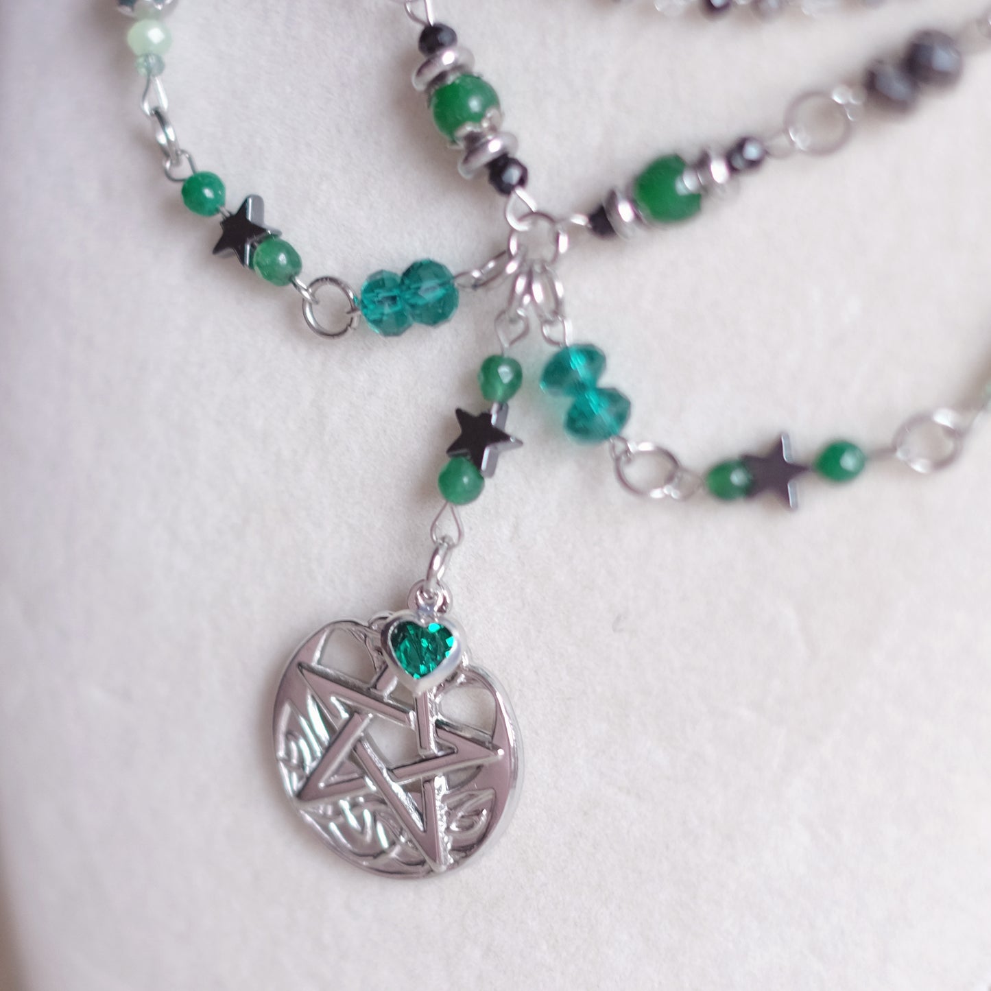 Pentagram Jewelry Set – Silver & Aqua