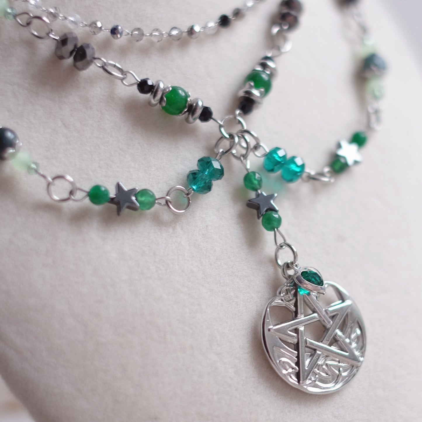 Pentagram Jewelry Set – Silver & Aqua