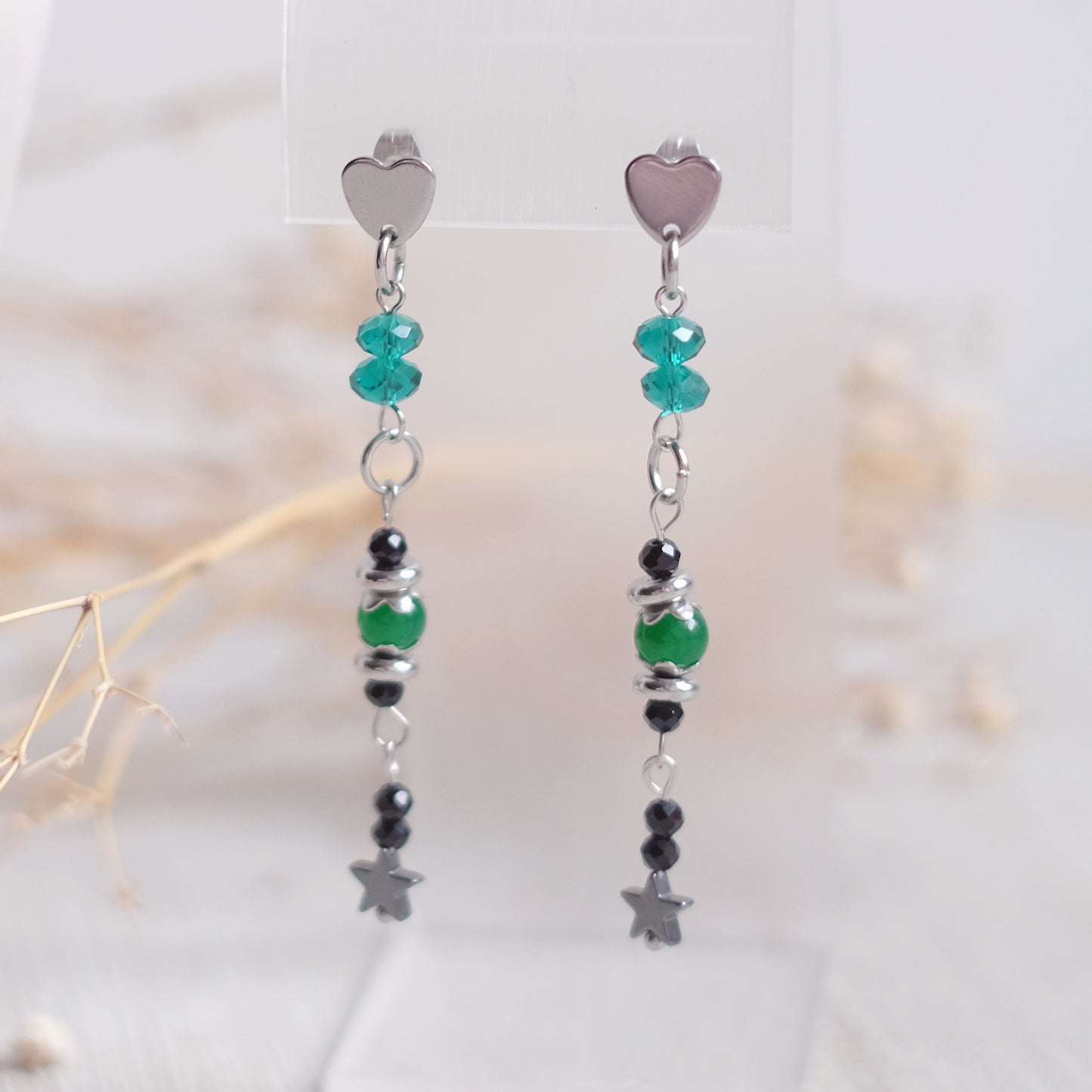 Pentagram Jewelry Set – Silver & Aqua