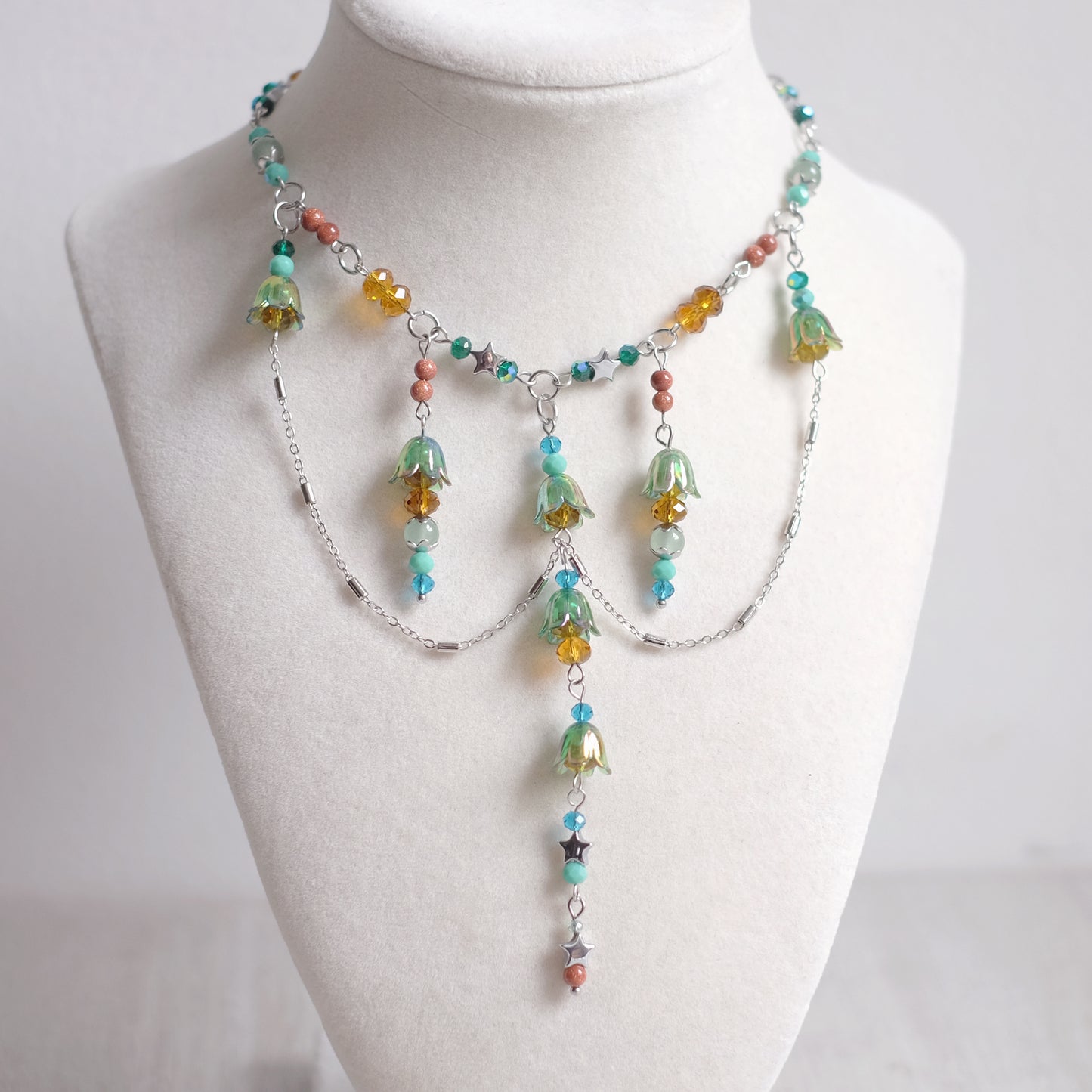 Collier parure Clochettes vertes