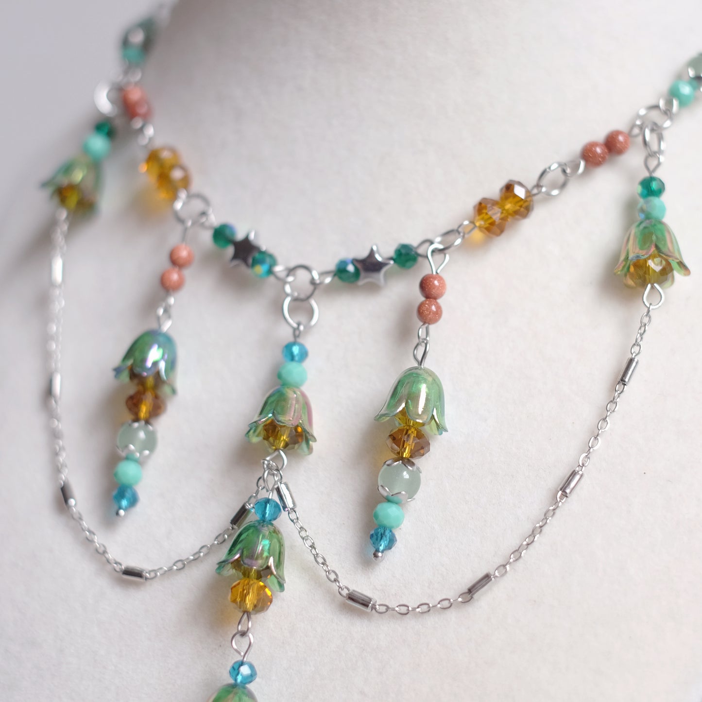 Collier parure Clochettes vertes