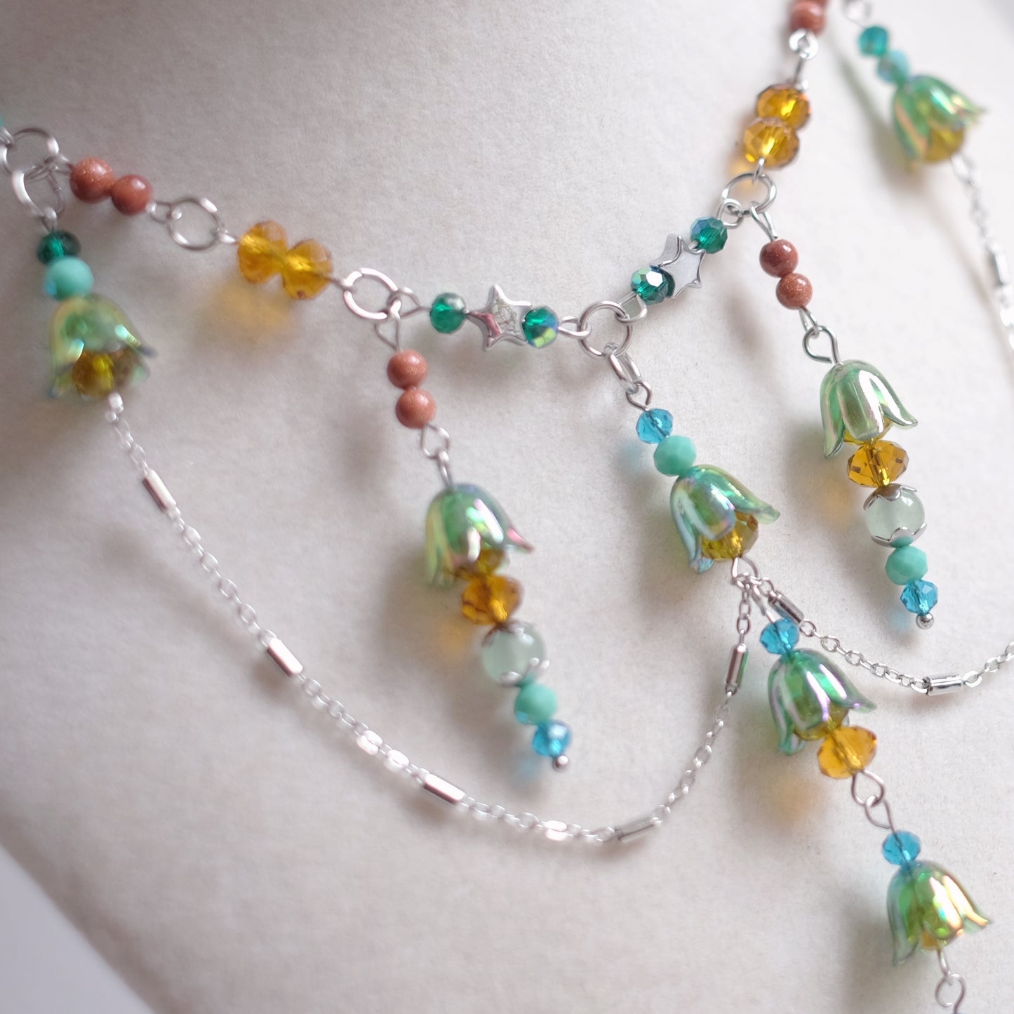 Collier parure Clochettes vertes