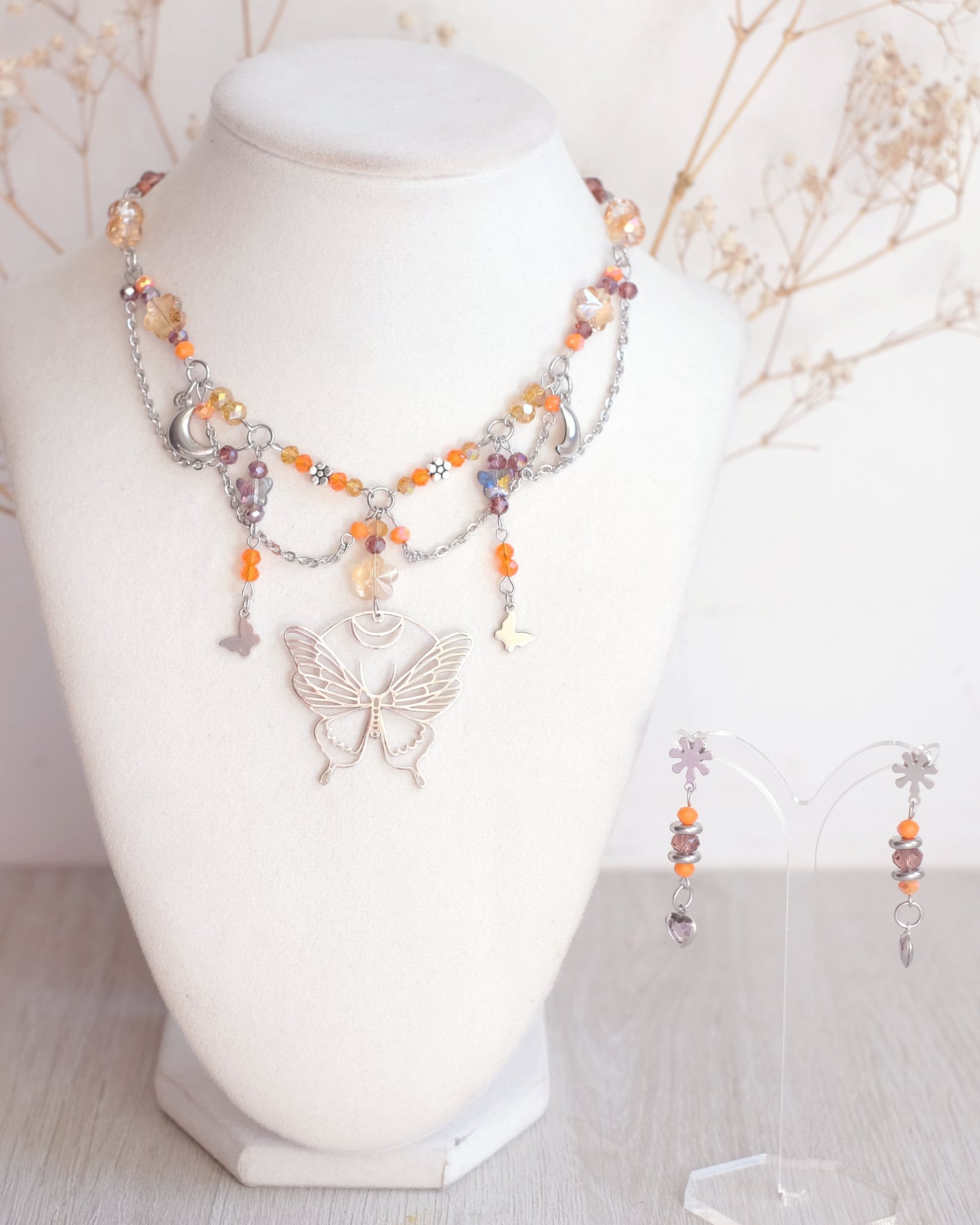 Sunset butterfly jewelry set – Stainless Steel