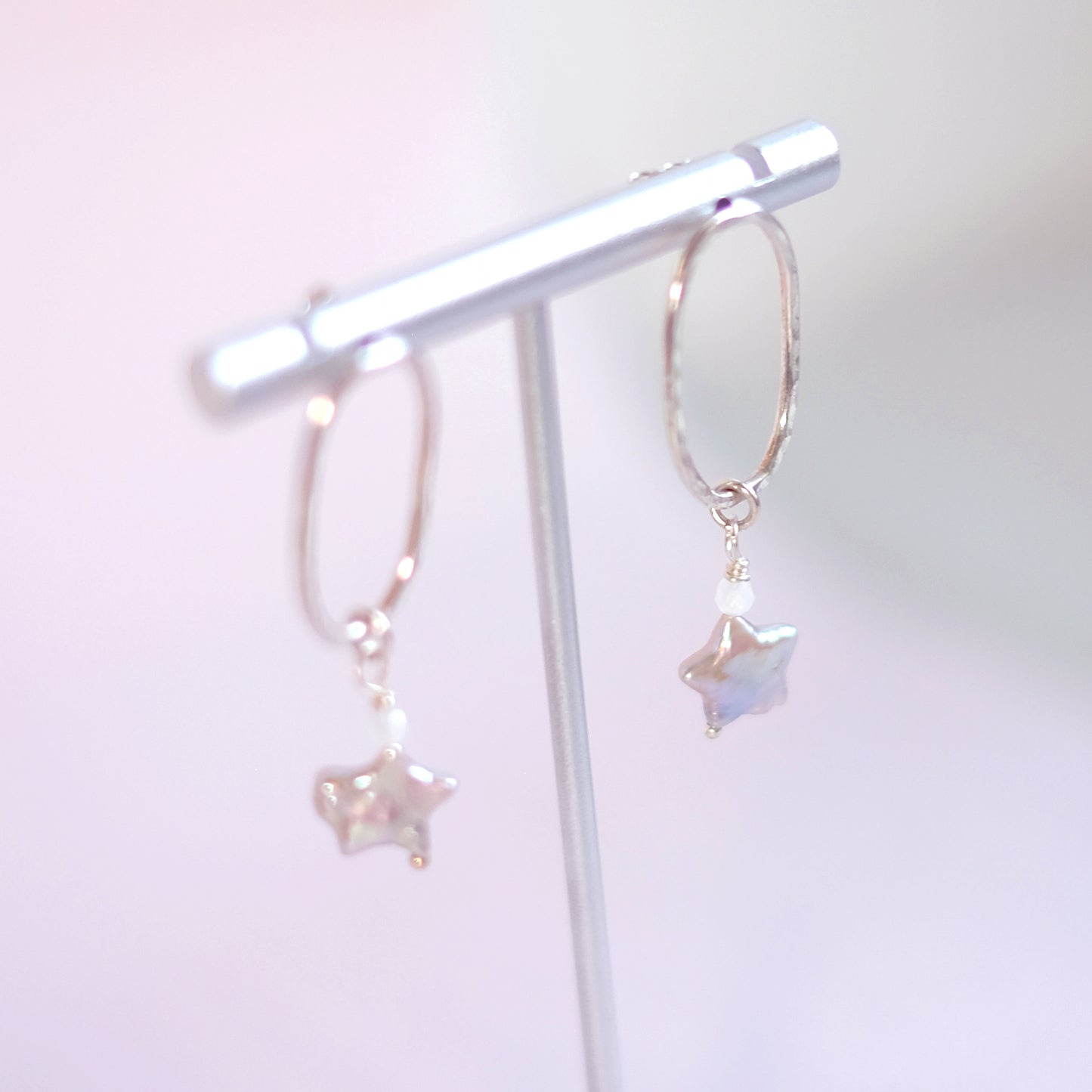 Starry Mother-of-Pearl Oval Earrings – Sterling Silver