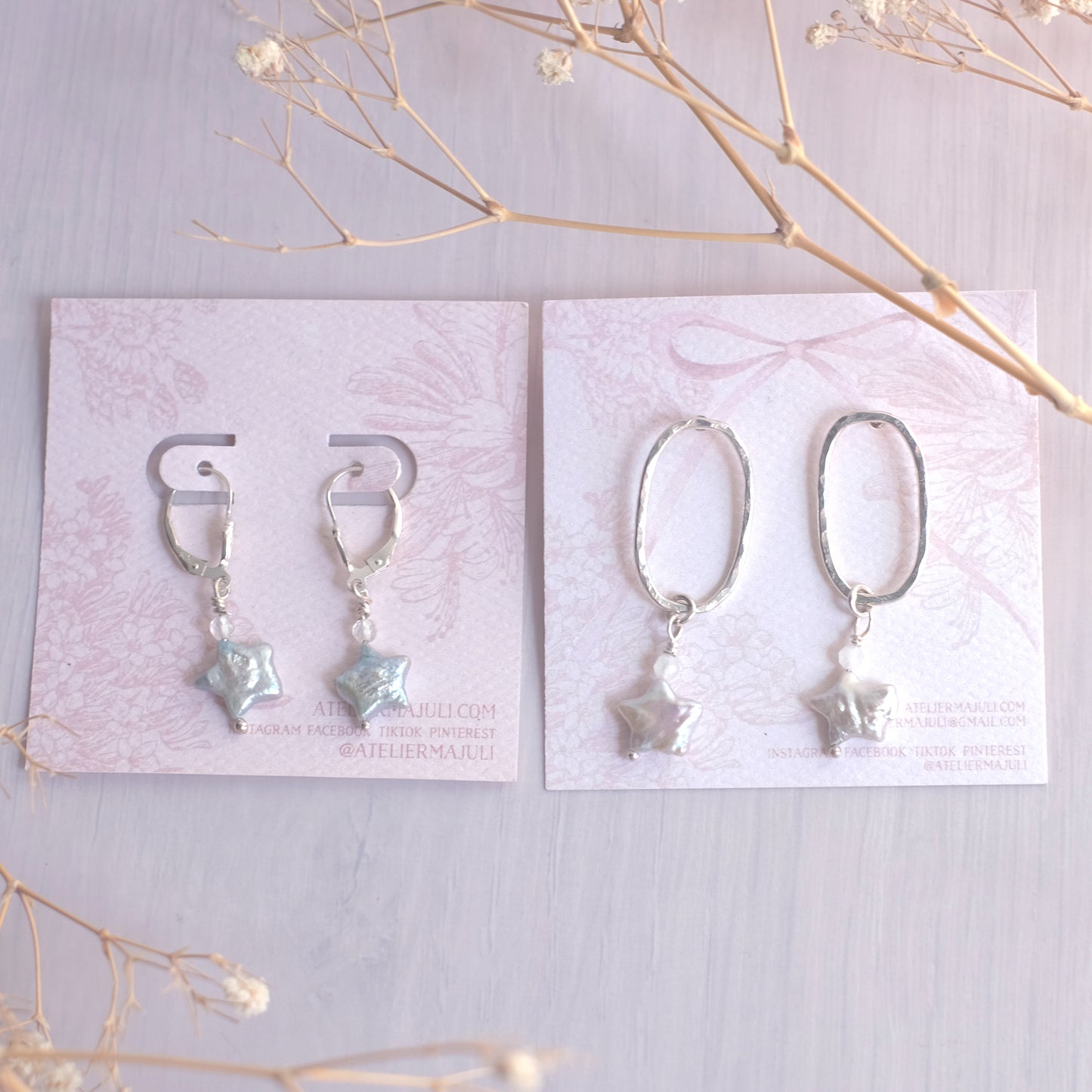 Starry Mother-of-Pearl Oval Earrings – Sterling Silver