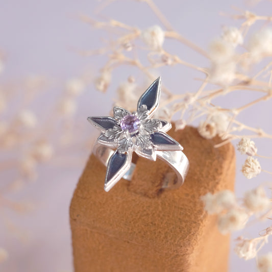 Bague « Starfrost » en argent sterling avec améthyste