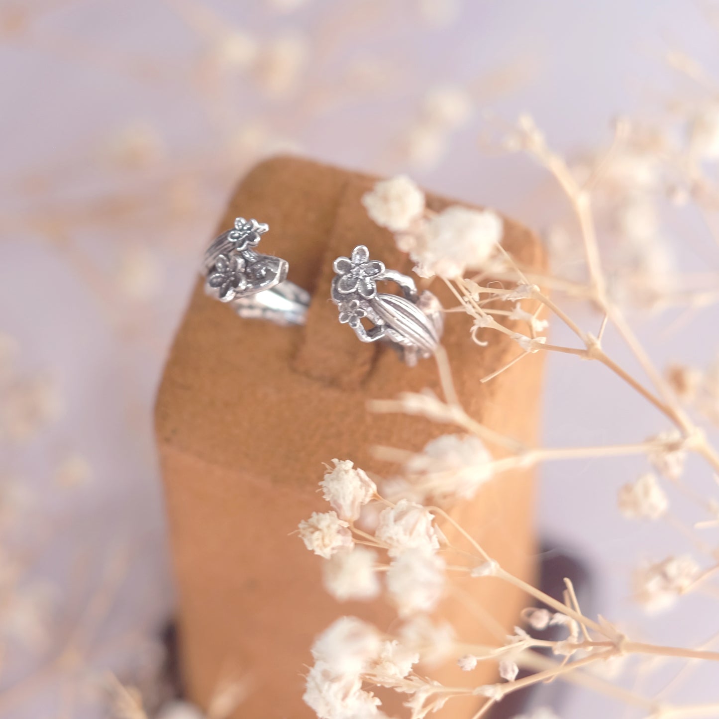 Sterling Silver Floral Open Ring