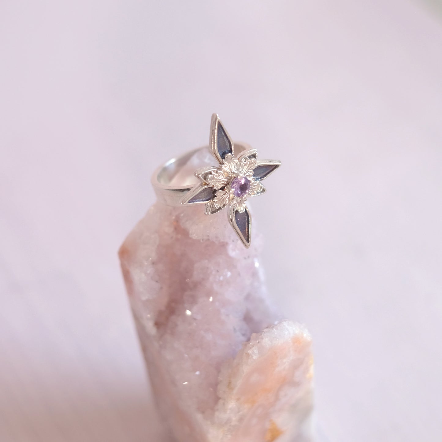 Sterling Silver Starfrost Ring with Amethyst