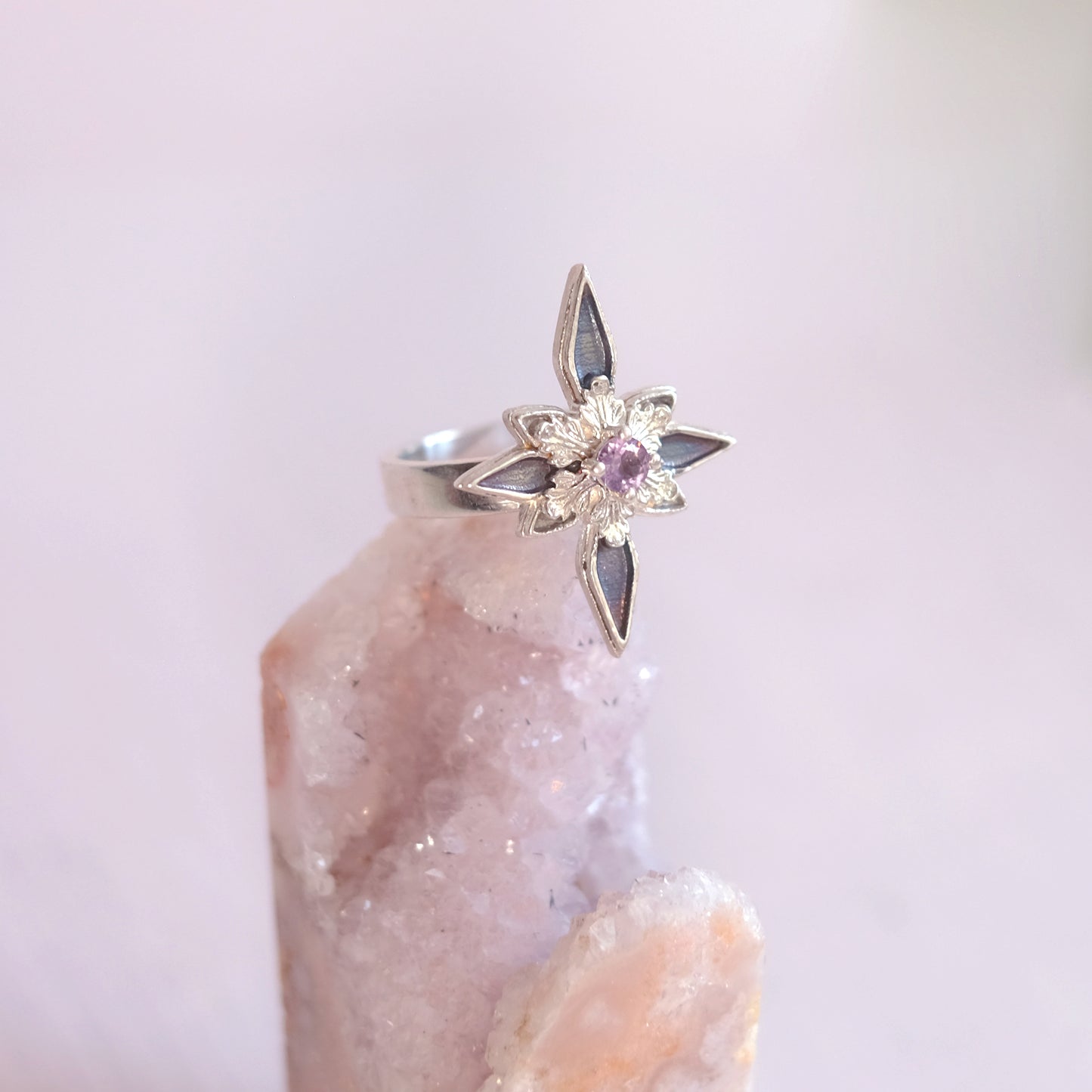 Sterling Silver Starfrost Ring with Amethyst