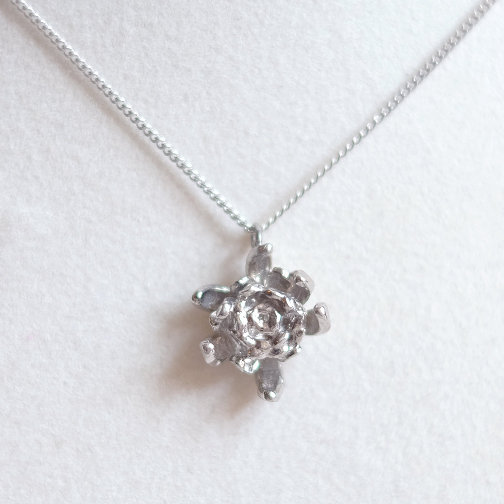 Chrysanthemum – sterling silver rhodium plated Necklace