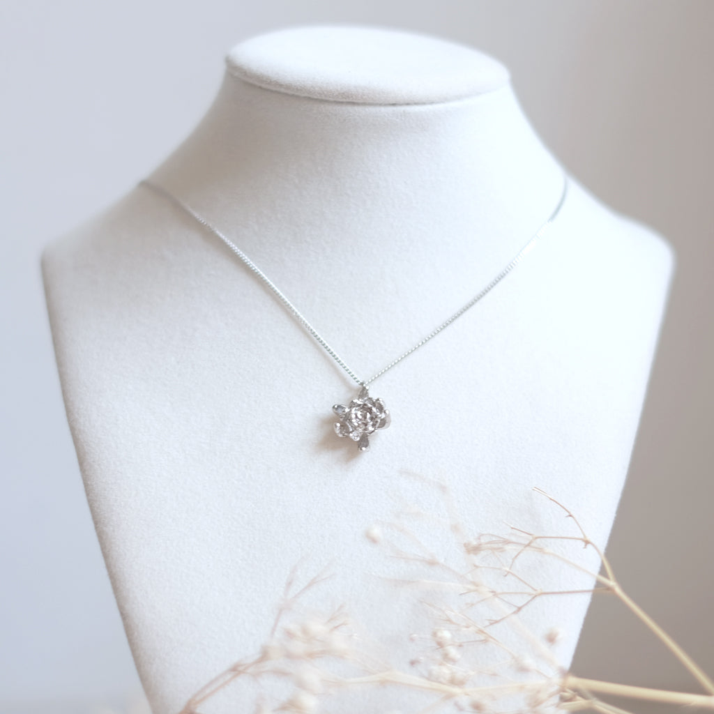 Chrysanthemum – sterling silver rhodium plated Necklace